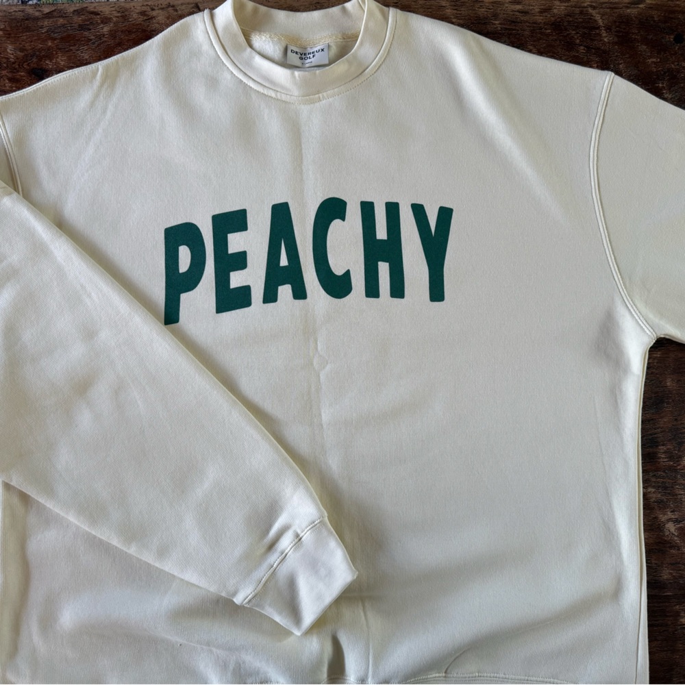 Cream Golf Sweatshirt with Green Print
